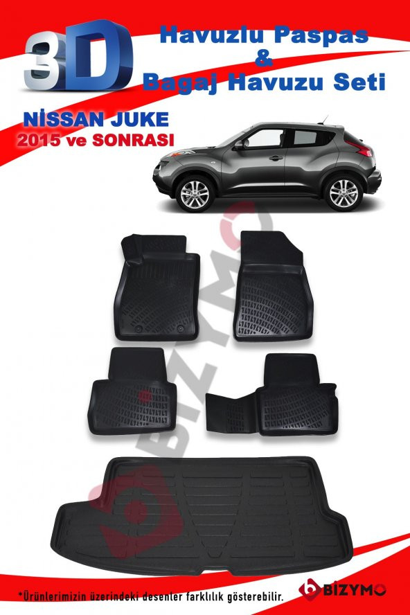 Nıssan Juke 2015+ Ust Havuzlu Paspas ve Bagaj Seti Bizymo - 2