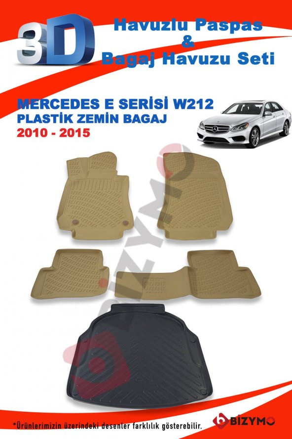 Mercedes E Serisi W212 Sedan Plastik 2010-2015 Bej Paspas ve Bagaj Havuzu Seti - 2