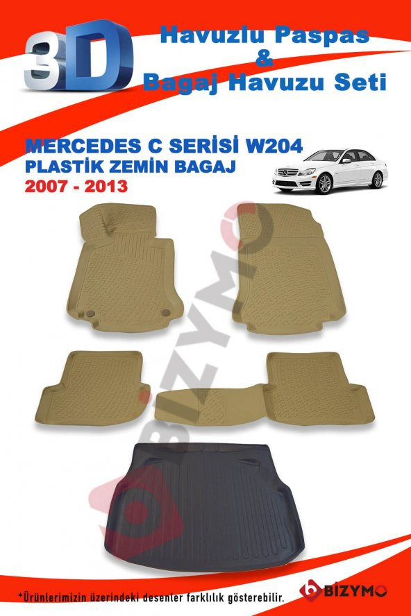 Mercedes C Serisi W204 Sedan Plastik 2007-2013 Bej Paspas ve Bagaj Havuzu Seti - 2