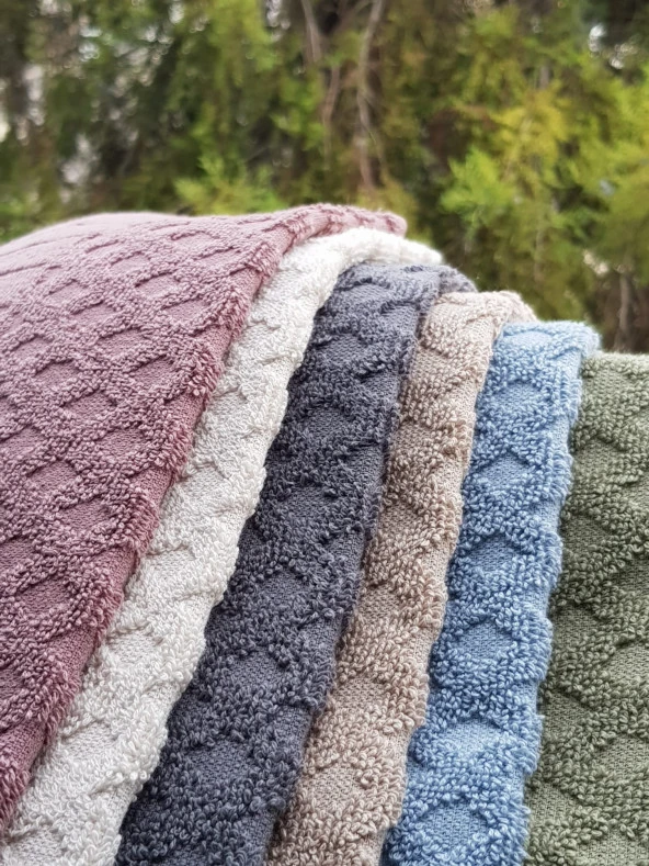 Textile Colors Lüks Dokulu 4 Parça Mürdüm %100 Pamuk Banyo Havlu Seti - Resim 3