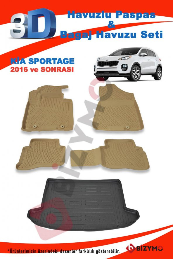 Kia Sportage 2016 Ve Sonrası Bej Paspas ve Bagaj Havuzu Seti - 2