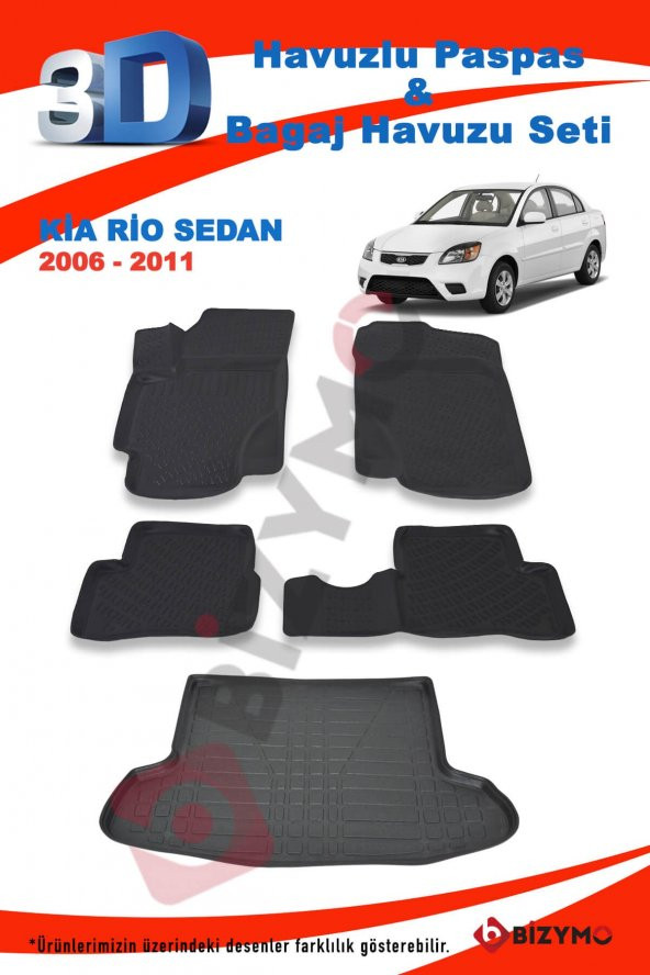 Kia Rio Sedan 2006-2011 Paspas Ve Bagaj Havuzu Seti - 2
