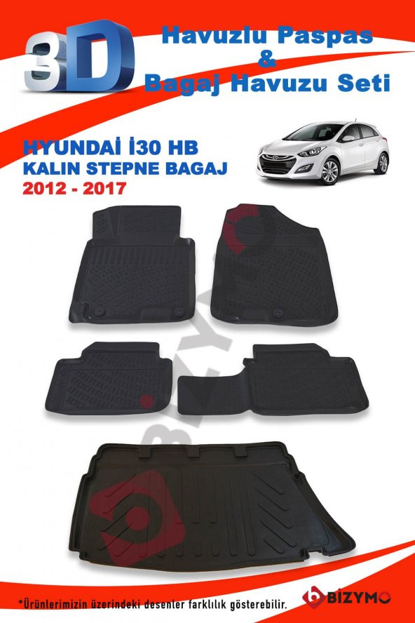 Hyundai İ30 Kalın Stepne 2012-2017 Paspas ve Bagaj Havuzu Seti - 2