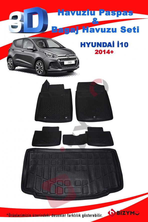 Hyundai İ10 2014+ Havuzlu Paspas ve Bagaj Seti Bizymo - 2
