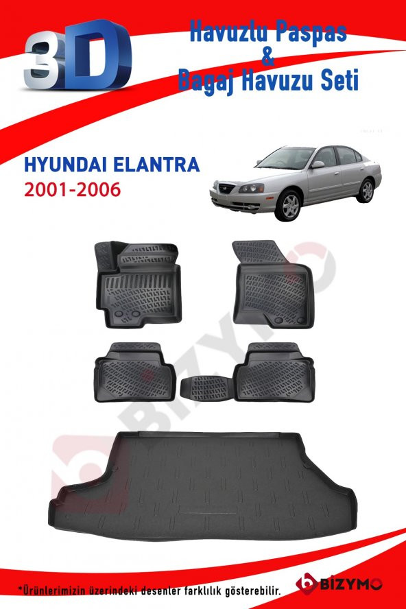 Hyundai Elantra 2001-2006 Paspas Ve Bagaj Havuzu Seti Bizymo - 2