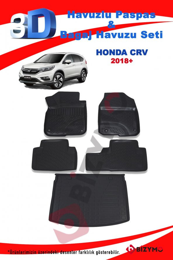 Honda Crv 2018 Ve Sonrası Paspas ve Üst Bagaj Havuzu Seti - 2