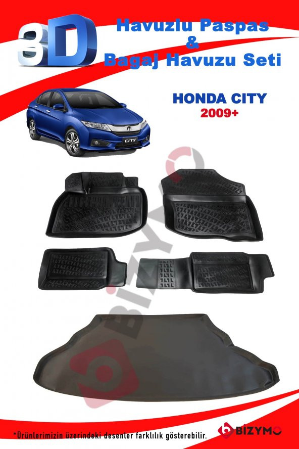 Honda City Sedan 2009+ Havuzlu Paspas ve Bagaj Seti Bizymo - 2
