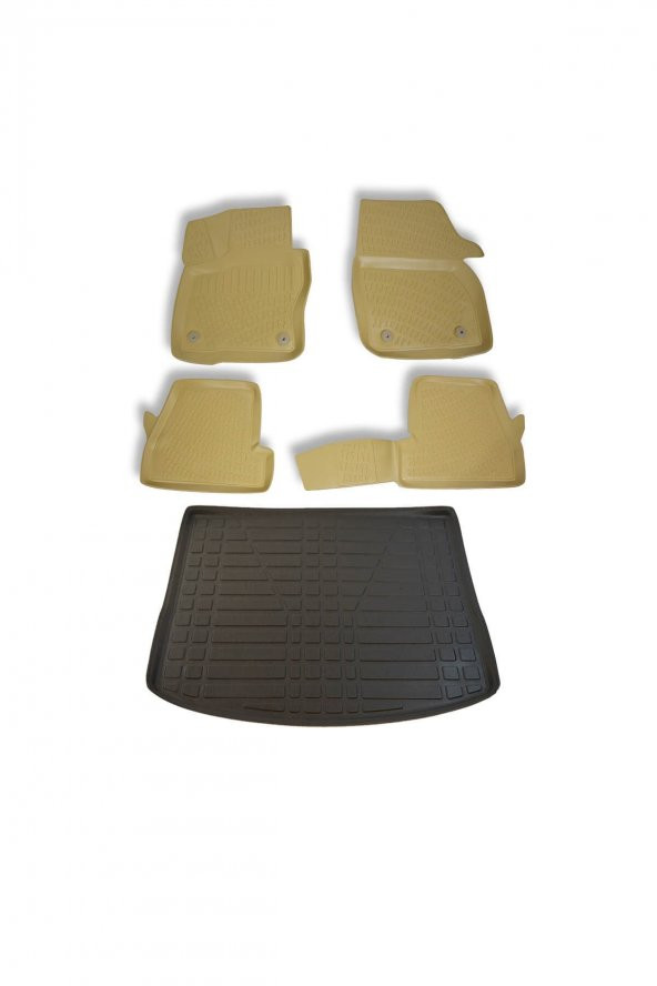 Ford Focus 3 2011-2014 Bej Stw Havuzlu Paspas ve Bagaj Seti Bizymo