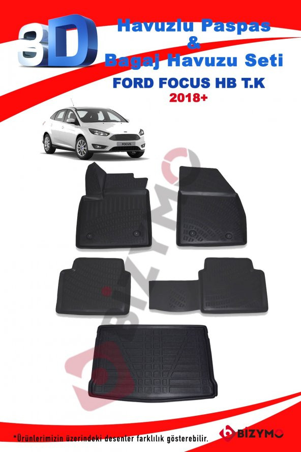 Ford Focus 5 Hb 2018+ T.K Havuzlu Paspas ve Bagaj Seti Bizymo