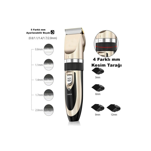 Pet-66 Yeni Model Çift Bataryalı Şarjlı Kedi Köpek Tıraş Makinesi Pet Traş + Yedek Batarya Hediyeli - 3