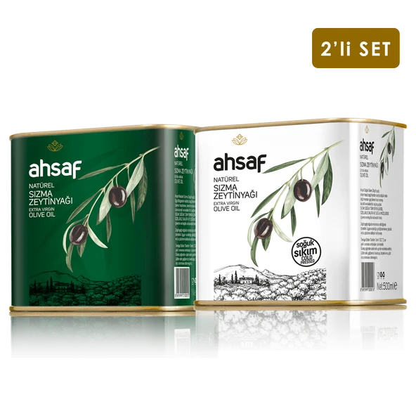 Natürel Sızma Zeytinyağı 500 ml Teneke + Soğuk Sıkım Zeytinyağı 500 ml Teneke (2'li Ekonomik Paket) ürün görseli
