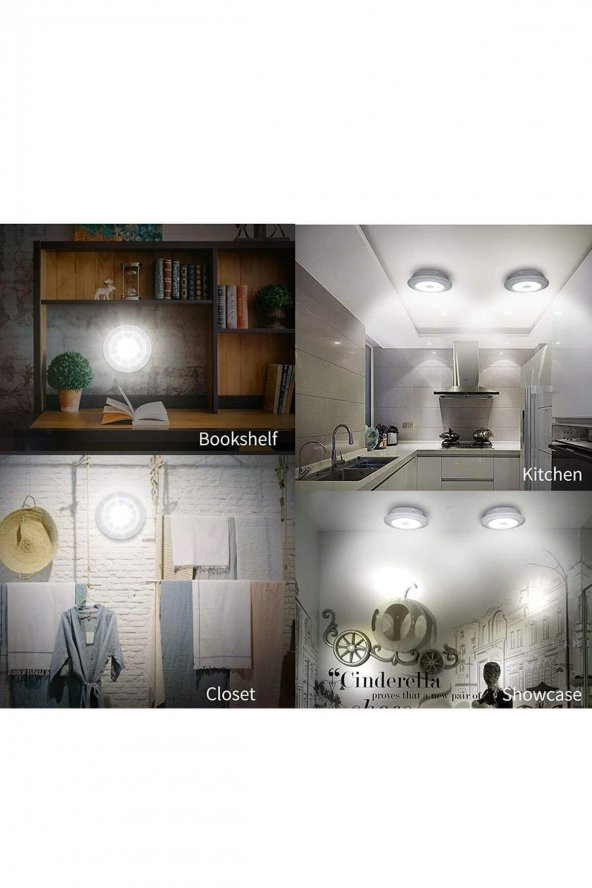 Uzaktan Kumandalı Yapışkanlı Kablosuz Pilli Led 3lü Spot Lamba - 2