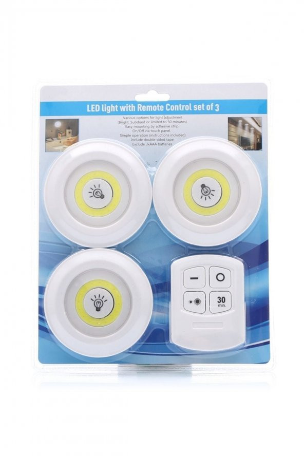 Uzaktan Kumandalı Kablosuz 3lü Led Spot Lambalar - 2