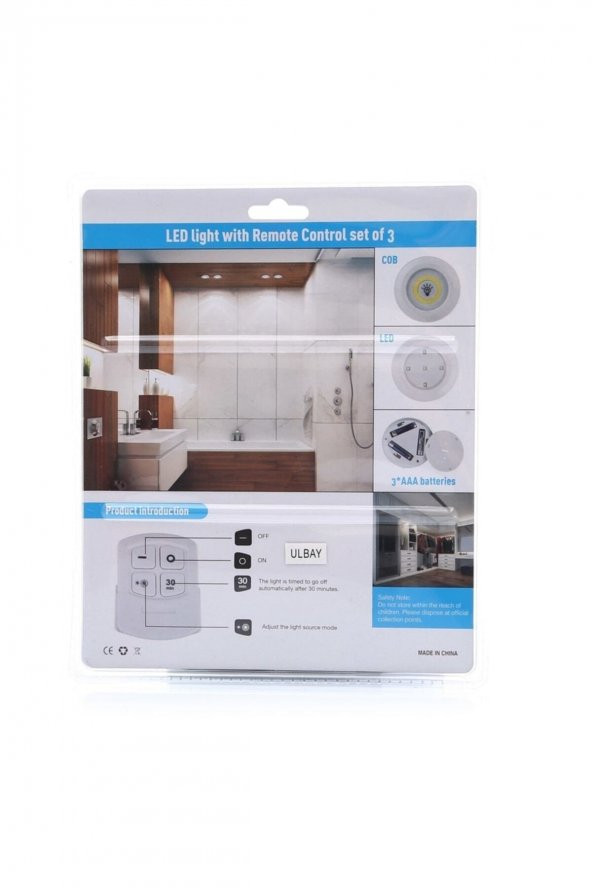 Uzaktan Kumandalı Kablosuz 3lü Led Spot Lambalar - 3