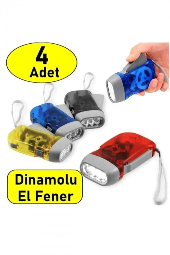 4 Adet Tüm Aileye Deprem Için Pilsiz Dinamolu 3 Ledli El Feneri Deprem Feneri Pilsiz Fener Karışık