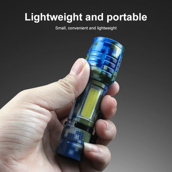 Tak-02 Ultra Güçlü 2500 Lumens + 5w Cob Led Usb Şarjlı El Feneri Kutulu Kamp Feneri Avcılık Feneri - 2