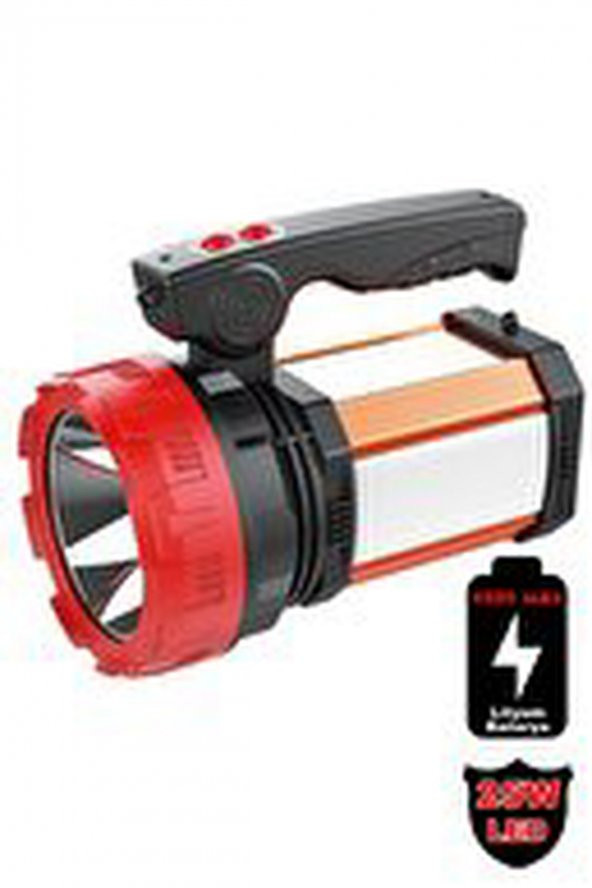 8100-yp 25w Ultra Güçlü Şarjlı El Feneri Projektör Sos+powerbank+usb Çıkış+25w Yan Aydınlatma - 2