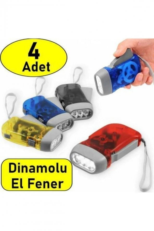 4 Adet Tüm Aileye Deprem Için Pilsiz Dinamolu 3 Ledli El Feneri Deprem Feneri Pilsiz