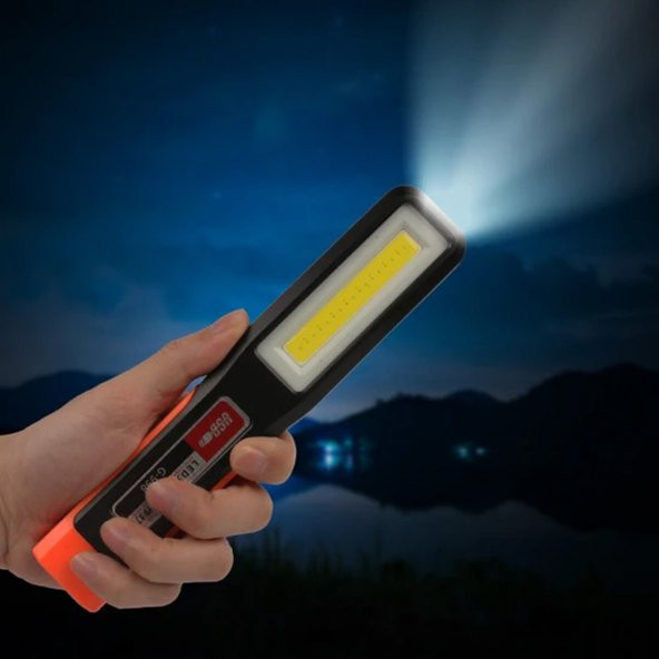 Ragapro mıktatıslı oto tamirci el feneri Kamp Feneri Askılı Usb Şarjlı - 2