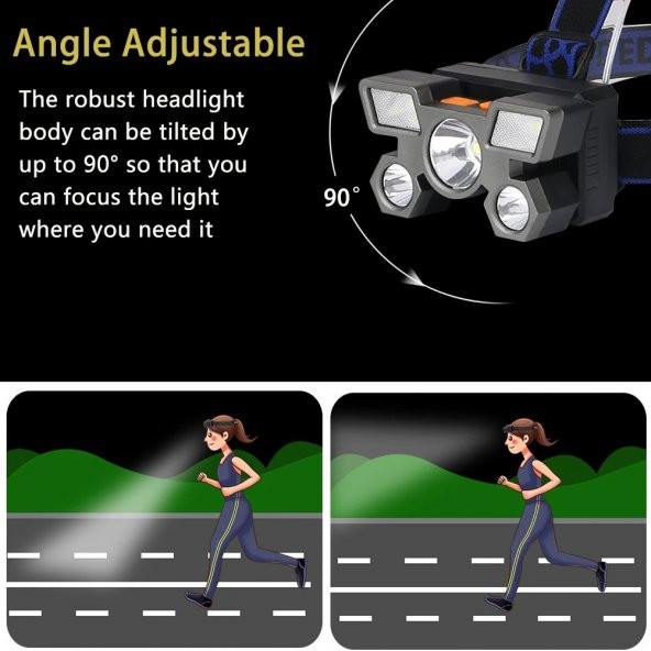 Dark Pro Taka Riko 50w Ultra Güçlü Led Şarjlı 5 Led Led Kafa Feneri Avcı Feneri Balıkçı Kamp Feneri - 3