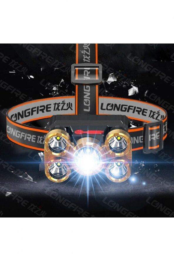 5 Led Ultra Güçlü Bisiklet Motorsiklet Avcı Balıkçı Kamp Çadır Tamirci Şarjlı Kafa Lambası Feneri - 3