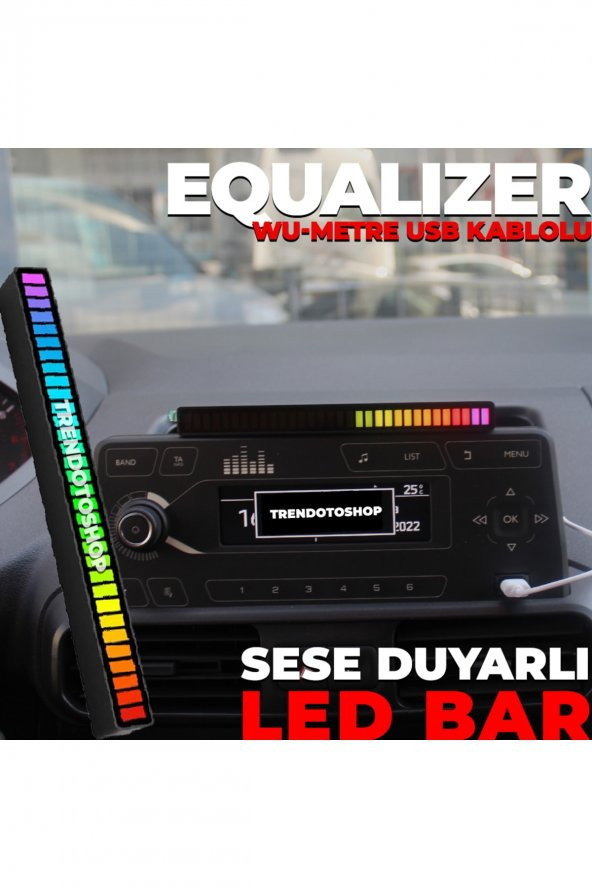 Sese Duyarlı Rgb Taşınabilir Ritim Işığı Ambiyans Aydınlatma Ekolayzer Led Usb Girişli Led Bar