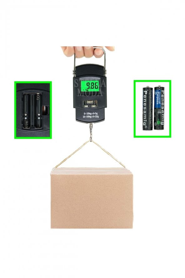 El Kantarı 50 Kg Kapasiteli Portatif Kancalı El Tartısı Dijital Lcd Ekranlı Kantar Tartı - 3