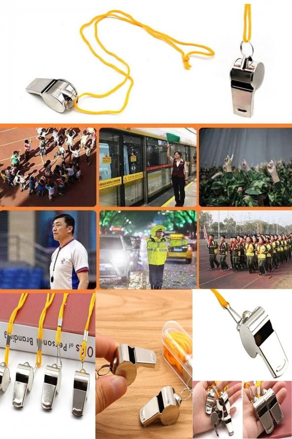 3 Adet Arama Kurtarma Ve Deprem Çantasına Koymalık Paslanmaz Çelik Yüksek Desibel Sağlam Metal Düdük - 3