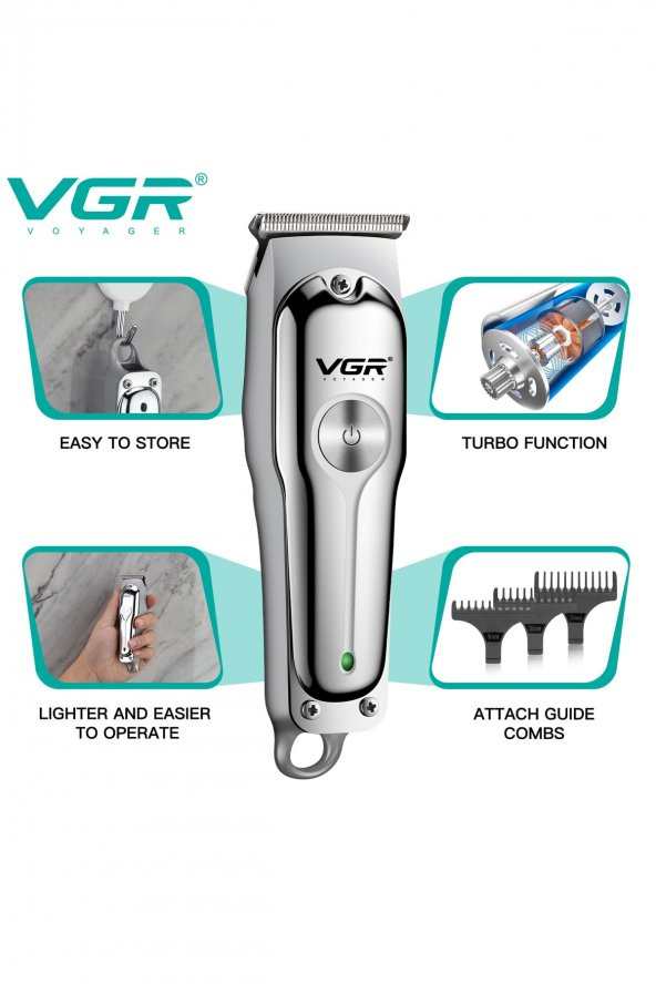 V-071 Profesyonel Usb Şarjlı Berber Traş Makinesi Saç Sakal Tıraş Makinası Erkek Bakım Seti - 2