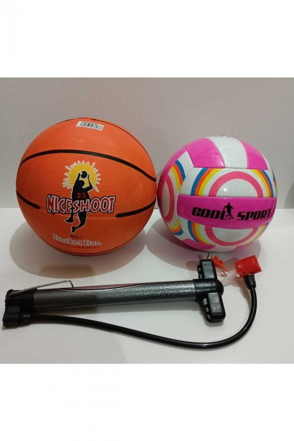 Basketbol Topu Voleybol Topu Ve Kaliteli Şişirme Pompası