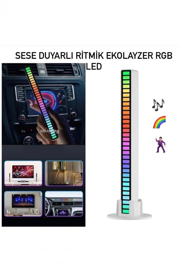 Rgb Ses Ritim Işığı Sese Duyarlı Hareketli Işık 32 Renk Led Ritim Şerit Araç Içi Rgb