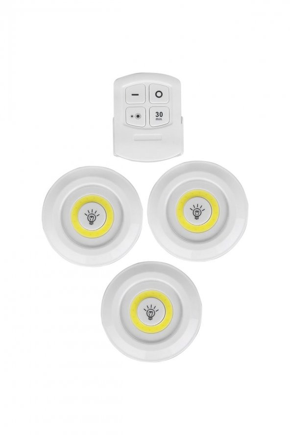 Uzaktan Kumandalı 3 Lü Spot Led Lamba Kablosuz Pilli Işıldak