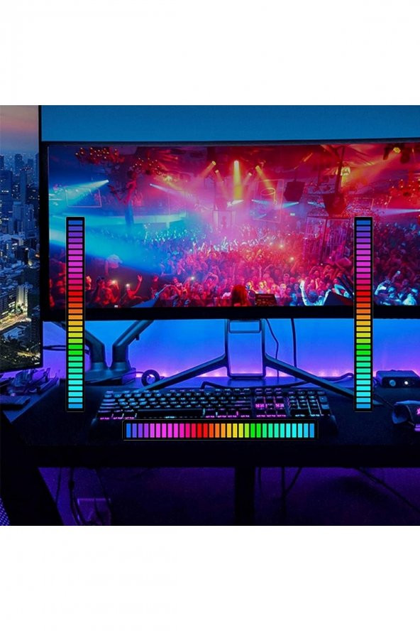 Yaratıcı Led Masaüstü Ses Çubuğu Aktif Atmosfer Işığı Rgb Renkli Araba Müzik Sensörlü ritim lamba