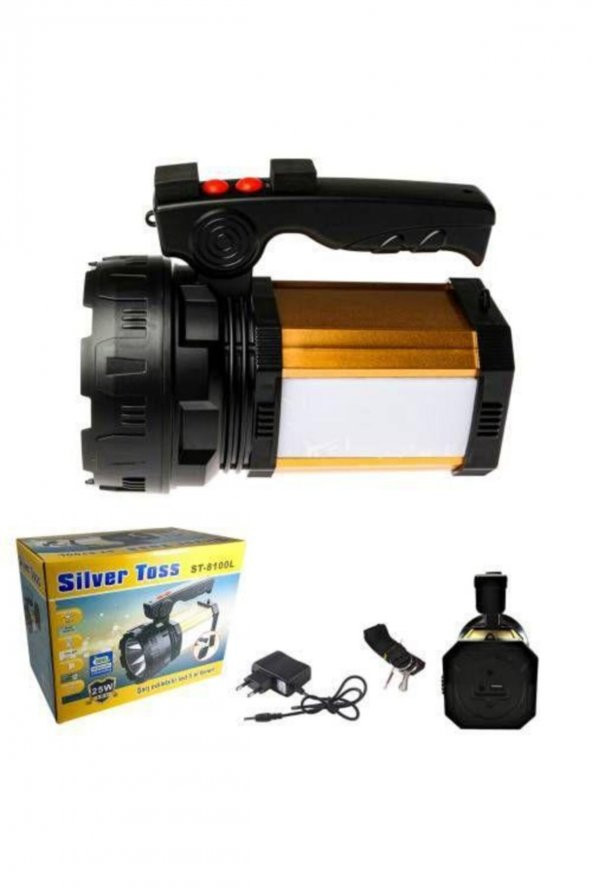 St-8100l 25w Şarj Edilebilir Ledli El Feneri Usb Çıkışlı Çift Yönlü