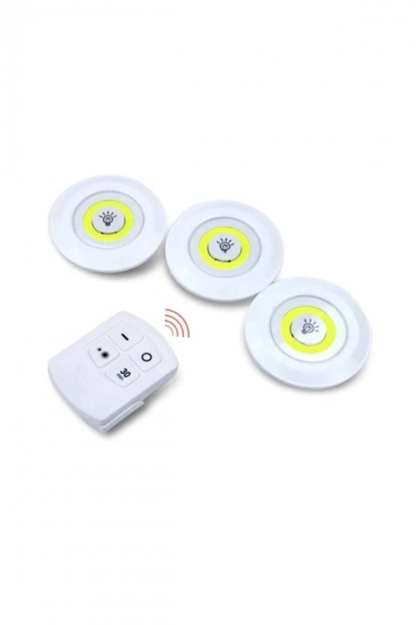 3 Lü Kumandalı Yapışkanlı Kablosuz Pilli Led Spot Lamba - 2