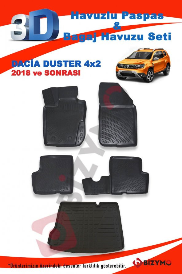Dacia Duster 4X2 2018-2022 Paspas Ve Bagaj Havuzu Seti
