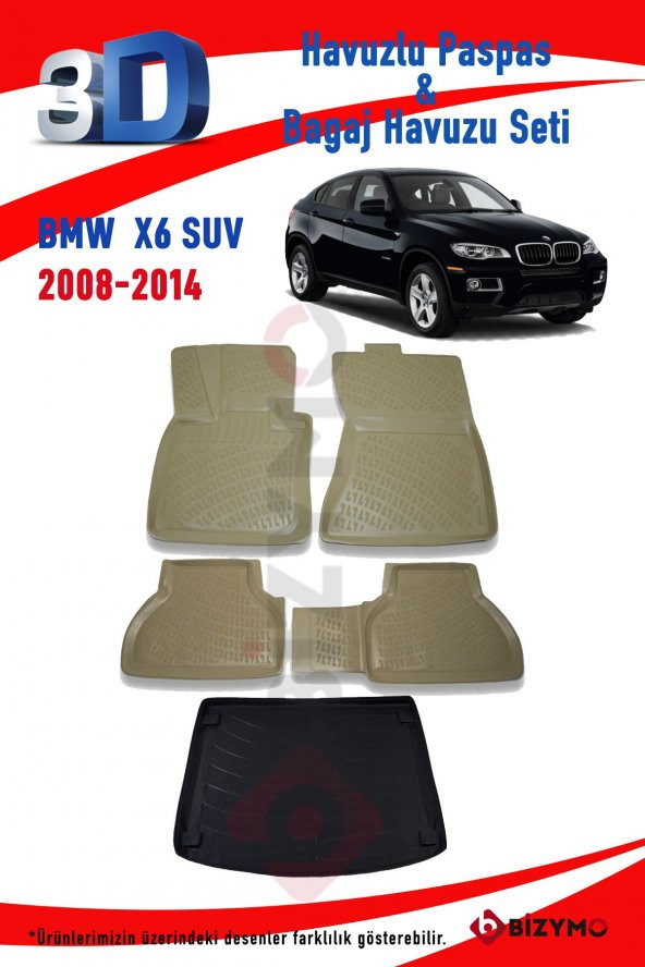 Bmw X6 2008-2014 Bej Havuzlu Paspas ve Bagaj Seti Bizymo - 2