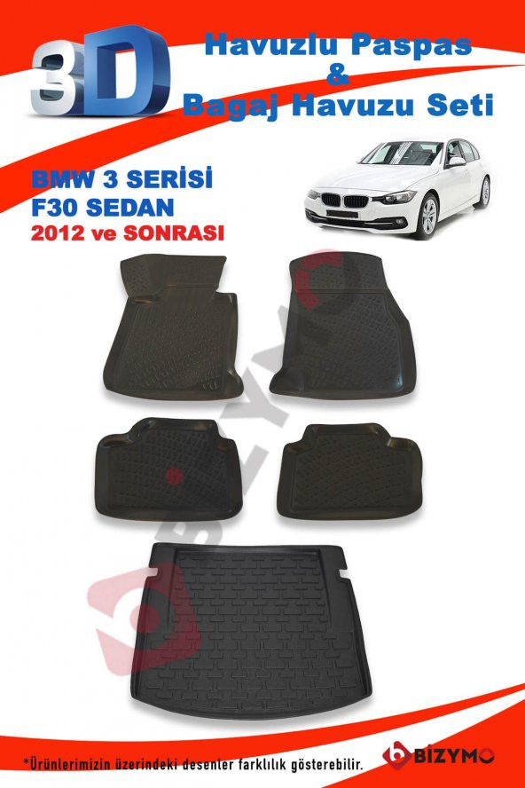Bmw 3 Serisi F30 Sedan 2012 Ve Sonrası Paspas Ve Bagaj Havuzu Seti - 2