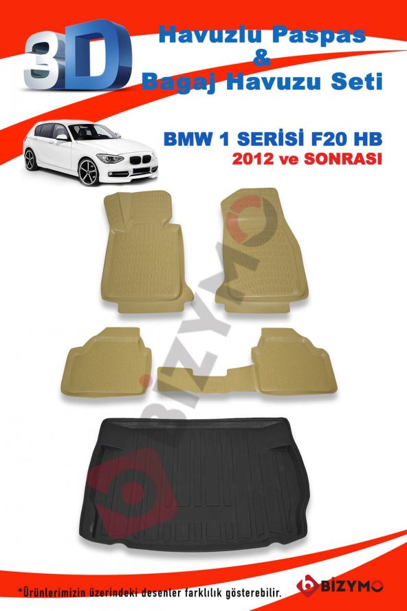 Bmw 1 Serisi F20 Hb 2012 Sonrası Bej Paspas ve Bagaj Havuzu Seti - 2