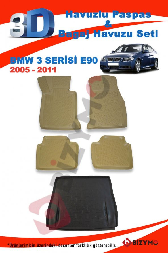 Bmw 3 Serisi E90 2005-2011 Bej Paspas ve Bagaj Havuzu Seti - Resim 2
