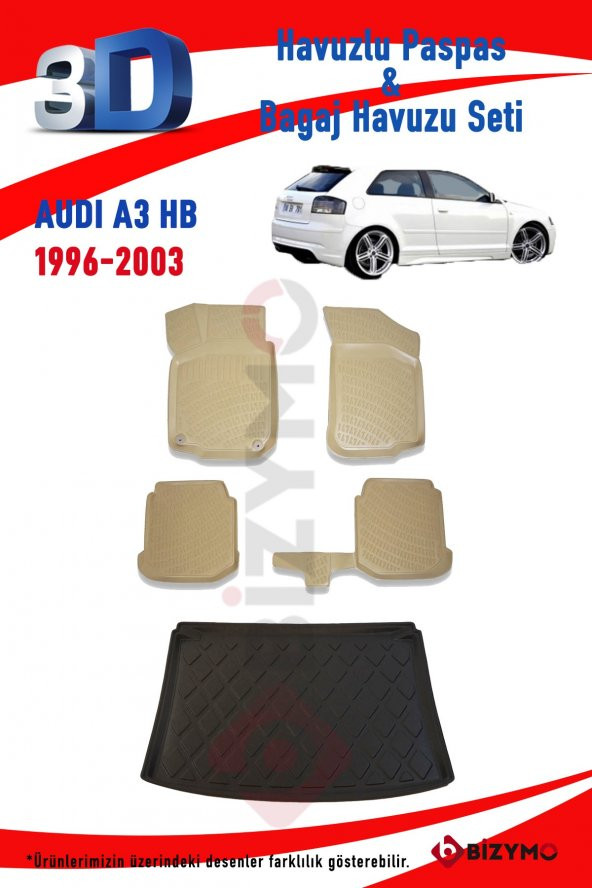 Audi A3 Hb 1996-2003 Bej Havuzlu Paspas ve Bagaj Seti Bizymo - 2