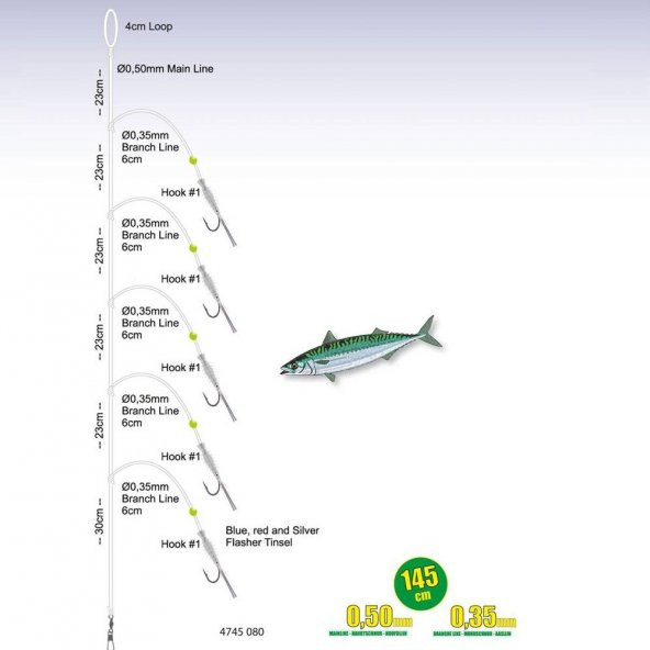 SPRO Mackerel Shrimp 5 İğneli Karides Köstek No 1 - 2