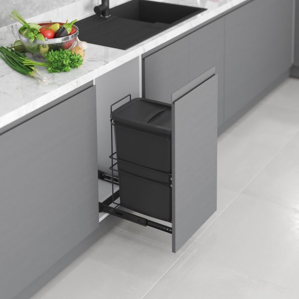Starax Çöp Kovası Kap.Mont.35Lt Antrasit - 2