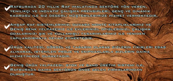 3 Katlı Kitaplık - Ahşap Duvar Rafı, Dekoratif Raf  Kiraz - Resim 5