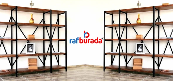 3 Katlı Kitaplık - Ahşap Duvar Rafı, Dekoratif Raf  Meşe