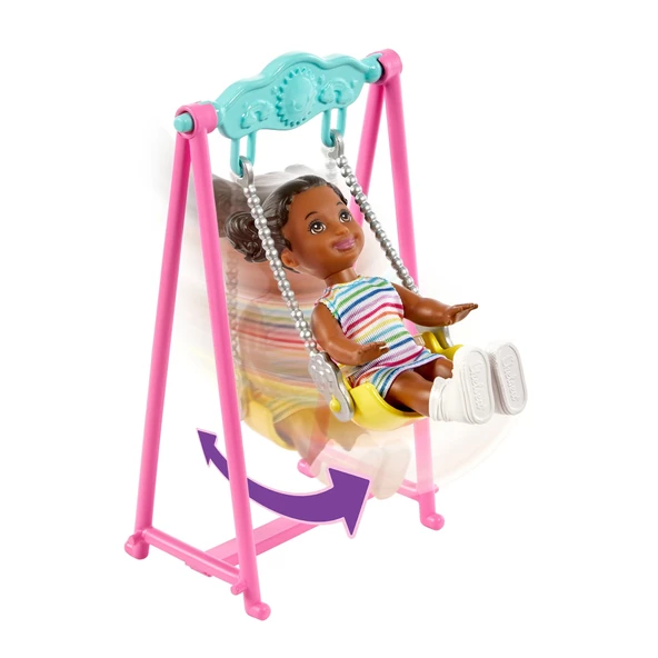 Barbie Bebek Bakıcısı Skipper Oyun Evi Seti, Bebek Bakıcısı Skipper, Bebek Figürü, Salıncak ve Aksesuarlarıyla, 3 Yaş ve - 7