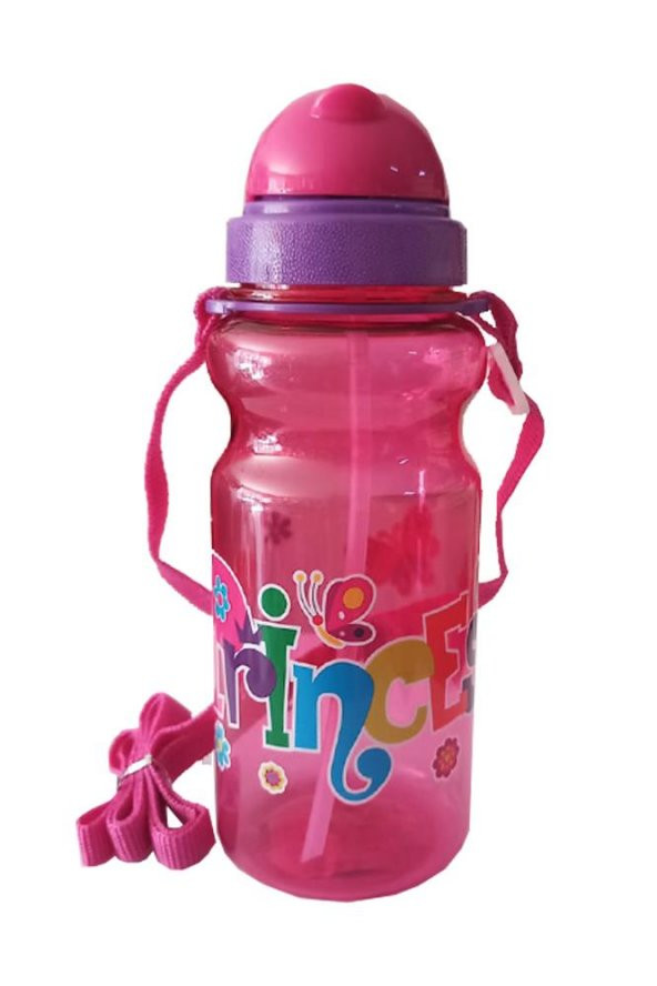 Kız Çocuk Matara 500ml Pembe 1 Adet Princess Pembe Suluk Plastik Su Matarası - 2