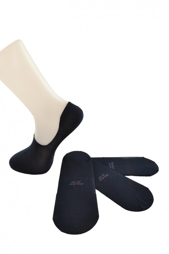 Dündar Erkek 4 lü Plus Topuk Destek Silikonlu Dikişsiz Pamuk Babet Çorap Lacivert - 41/45