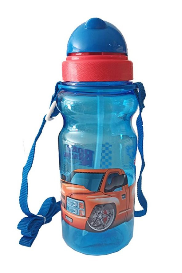 Erkek Çocuk Matara 500ml Mavi 1 Adet Road Racing Mavi Suluk Plastik Su Matarası - 2