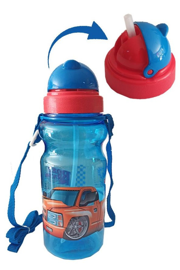 Erkek Çocuk Matara 500ml Mavi 1 Adet Road Racing Mavi Suluk Plastik Su Matarası - 4